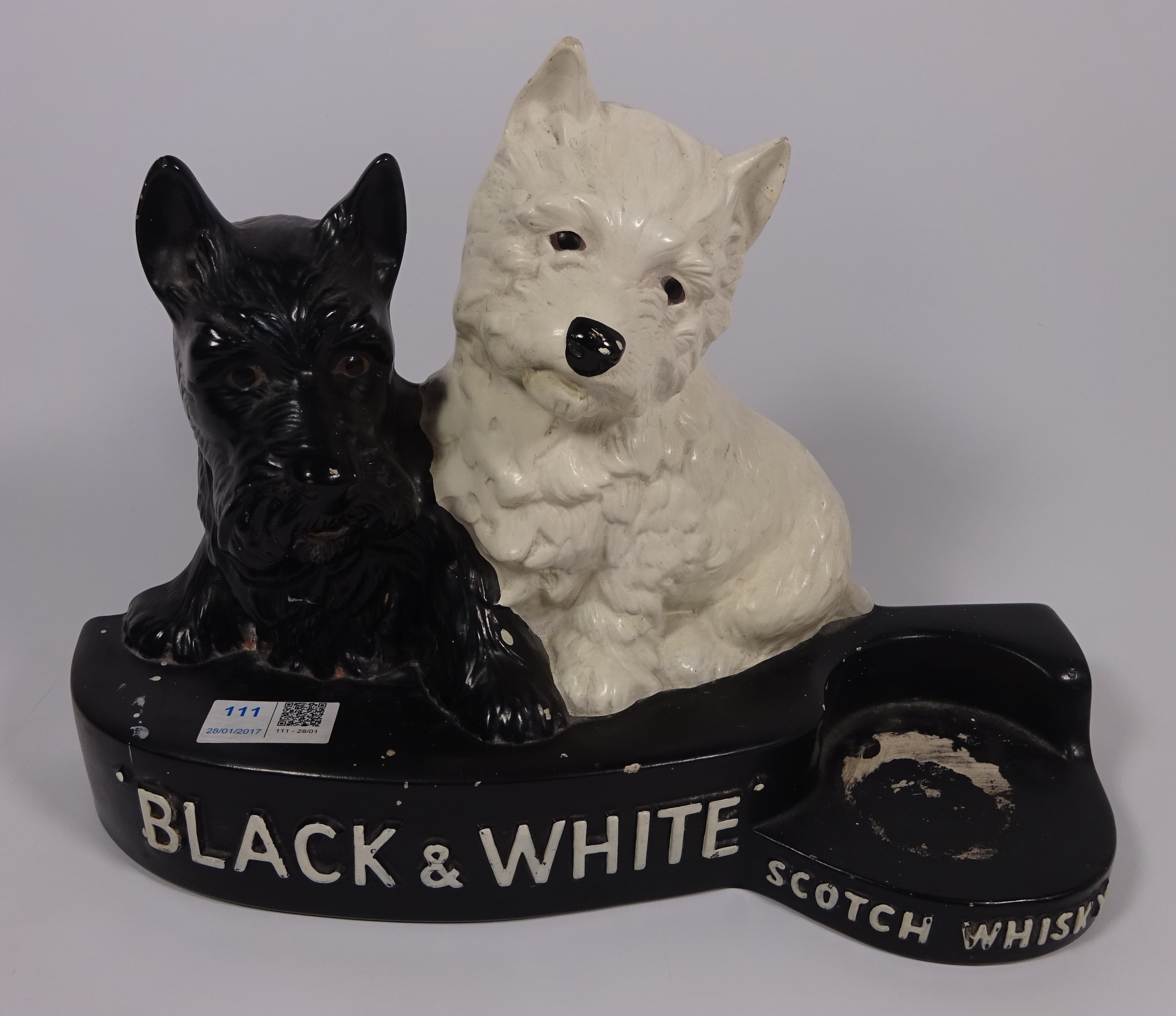 Black and white Scotch Whisky terrier advertising stand Condition Report <a