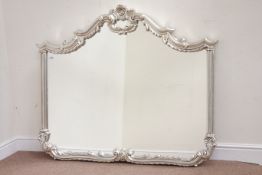 Ornate moulded silver finished wall mirror,