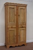 20th century oak kitchen larder cupboard, two drawers, W102cm, H199cm,
