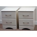 Pair cream finish two drawer bedside chests, W44cm, H54cm,