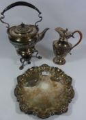 19th/ early 20th Century silver plated spirit burning kettle,