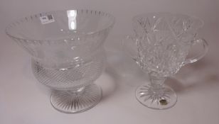 Large Edinburgh Crystal "Thistle" pedestal bowl D25cm and a large Atlantis crystal twin handled