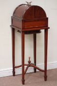Edwardian style dome top mahogany decanter cabinet containing four decanters on square supports