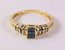 Blue and white diamond gold ring hallmarked 9ct Condition Report <a href='//www.
