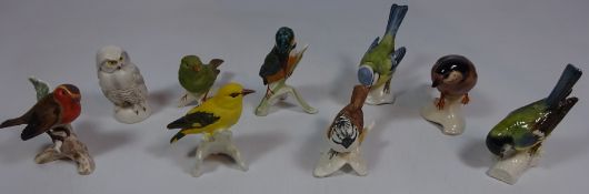 Nine Goebel birds including a Robin and Kingfisher (9) Condition Report <a