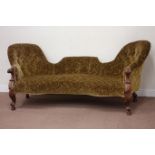 Victorian walnut framed double ended settee, serpentine seat, carved scroll arms,