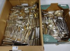 Silver plated King's pattern cutlery, approx 12 place settings, matching knives by Smith,