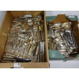 Silver plated King's pattern cutlery, approx 12 place settings, matching knives by Smith,