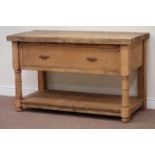 Reclaimed waxed pine dresser base, with single drawer, W136cm, H83cm,