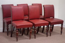 Set six Victorian mahogany upholstered dining chairs Condition Report <a