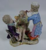 Early 20th Century Dresden figure group of three children Condition Report <a