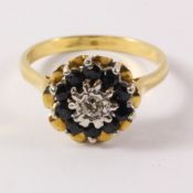 Diamond and sapphire rosette ring stamped 18ct Condition Report <a href='//www.