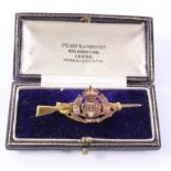 Derbyshire Yeomanry Boar war sweetheart brooch stamped 9ct gold Condition Report