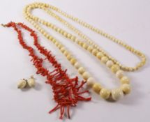 Victorian ivory graduating bead necklace 110cm,