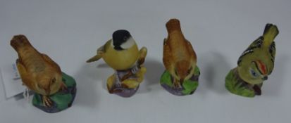 Four Royal Worcester birds, Gold Crest,