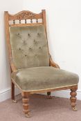 Victorian walnut upholstered nursing chair Condition Report <a href='//www.