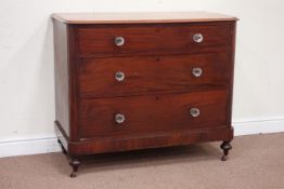 Victorian mahogany three drawer chest, W105cm, H89cm,