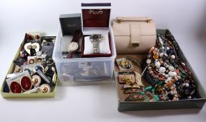 Wristwatches, costume jewellery,