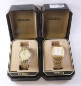 Two Gentleman's Seiko quartz gold-plated wristwatches Condition Report <a