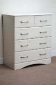 Cream finish chest, two short and three long drawers, W84cm, H95cm,