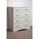 Cream finish chest, two short and three long drawers, W84cm, H95cm,