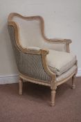French style walnut framed armchair upholstered in natural linen cover Condition Report