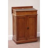 Small mahogany pedestal desk, inset top above two doors, W57cm, D34cm,