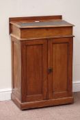 Small mahogany pedestal desk, inset top above two doors, W57cm, D34cm,