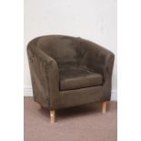 Beech framed tub shaped armchair,