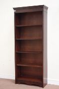 Reproduction mahogany bookcase, four adjustable shelves, W77cm, H181cm,