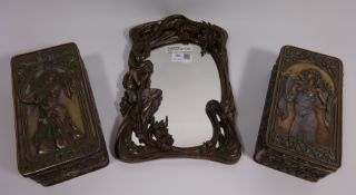 Two Veronese Art Nouveau style jewellery boxes and a similar mirror Condition Report