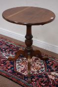 20th century walnut circular tilt top table, D61cm,
