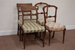 Pair Victorian walnut side chairs and another pair Condition Report <a