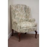 Walnut framed wingback upholstered armchair Condition Report <a href='//www.