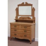 Edwardian satin walnut dressing chest, raised bevelled mirror, W107cm, H172cm,