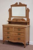 Edwardian satin walnut dressing chest, raised bevelled mirror, W107cm, H172cm,
