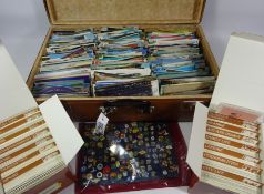 Large collection of 19th century and later postcards in a suitcase and two boxes and a collection