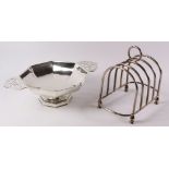 Silver pedestal bon-bon dish by Walker & Hall Sheffield 1928 and a hallmarked silver toast rack