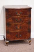 Reproduction walnut bow front four drawer chest, W51cm, H72cm,