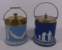Two early 20th Century Jasperware and silver plate biscuit barrels Condition Report