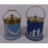 Two early 20th Century Jasperware and silver plate biscuit barrels Condition Report