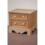 19th century low pine two drawer chest, W60cm, H55cm,