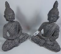 Pair composite meditating Buddhas, W34cm, H47cm Condition Report <a href='//www.