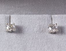 Pair of white gold diamond stud ear-rings approx 0.