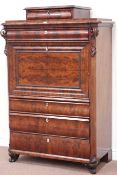 19th century mahogany Biedermeier secretaire with well fitted interior, W112cm, D60cm,