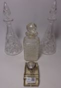 Pair of Harbridge crystal decanters,