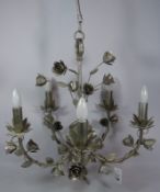 Laura Ashley five branch silver coloured flower chandelier,