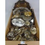 Early 20th Century silver plated salver, other silver plated trays,