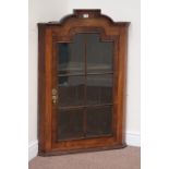 18th century walnut corner cabinet, single astragal glazed door, W77cm,