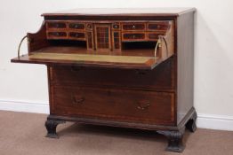 George III mahogany secretaire chest,